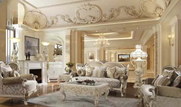 Set Kursi Tamu Sofa Mewah Klasik White Nwj 52