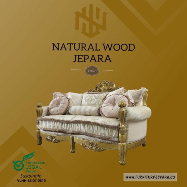 Sofa Mewah Ruang Tamu Jepara Gaya Klasik Gold Nwj 47