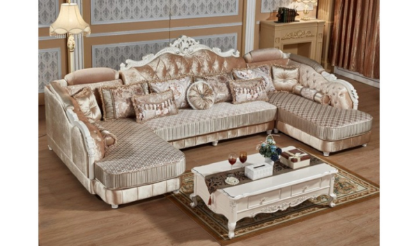 Sofa Sudut Ruang Tamu Gaya Mewah Modern Custom