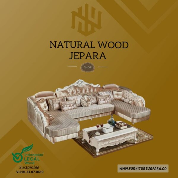 Sofa Sudut Ruang Tamu Gaya Mewah Modern Custom Jepara