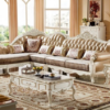 Sofa Tamu Mewah Duco White Gold Ukir Jepara