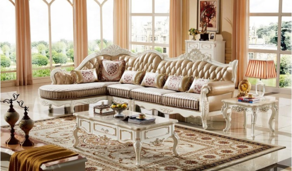 Sofa Tamu Mewah Duco White Gold Ukir Jepara