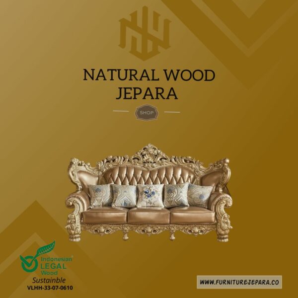 Sofa Tamu Ukir Gold Bergaya Mewah Furniture Jepara Nwj 90