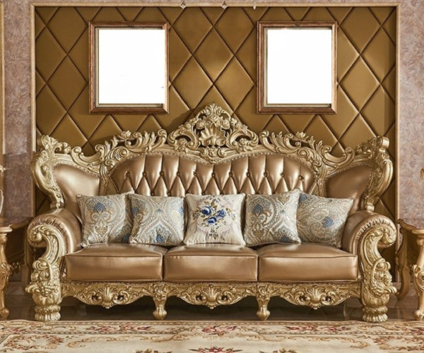 Sofa Tamu Ukir Gold Bergaya Mewah Nwj 90