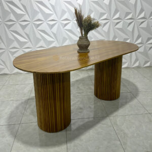 Meja Makan Kayu Jati Minimalis Salur Modern (1)