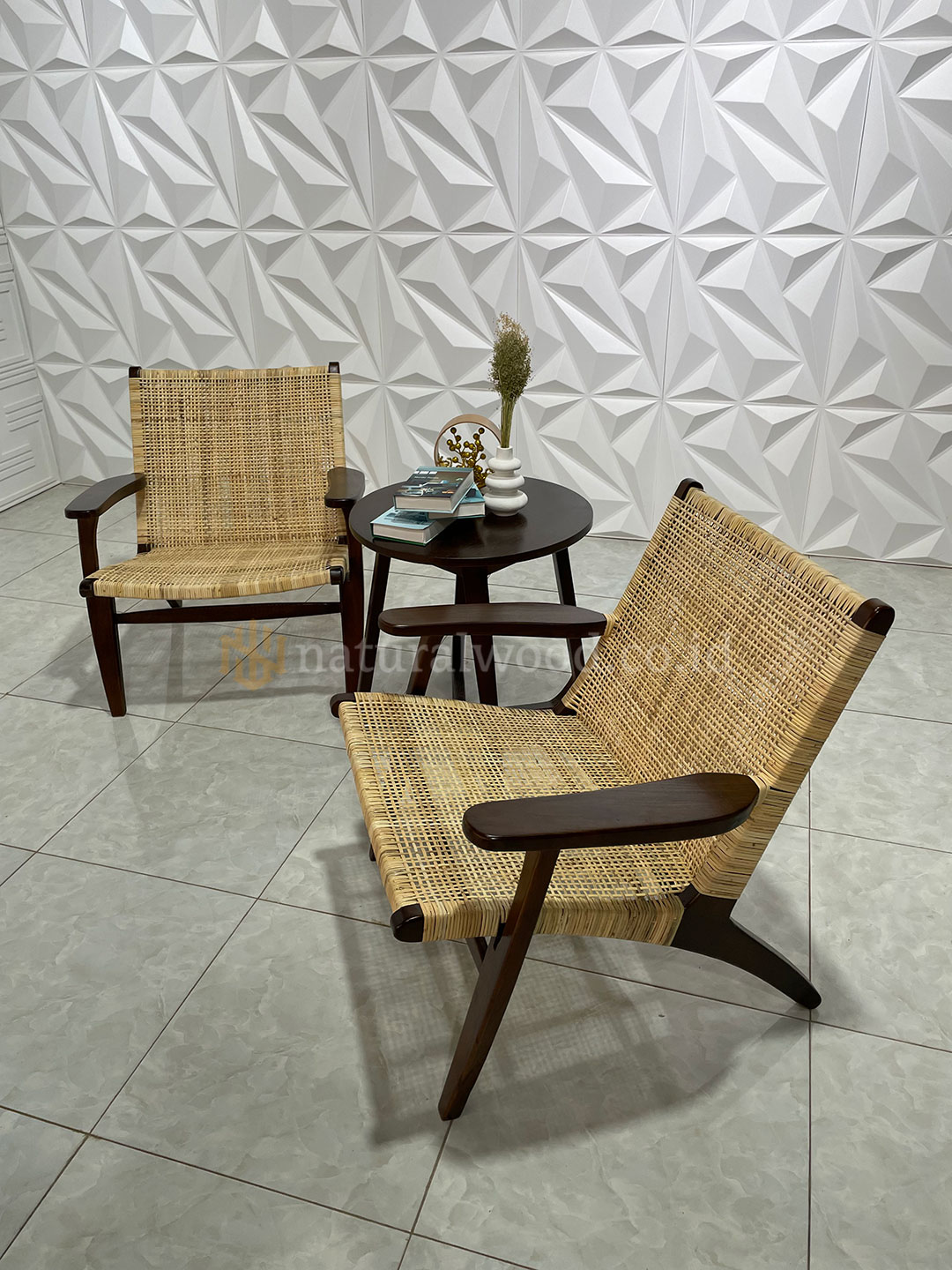Set Kursi Santai Rotan Kayu Jati Minimalis Modern (2)