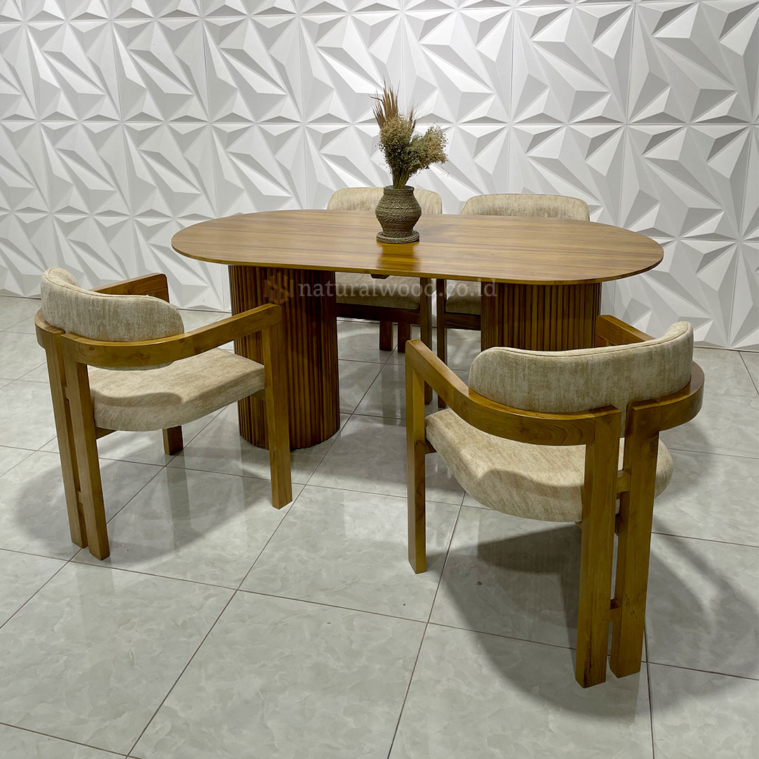 Set Meja Makan Kayu Jati Minimalis Elegan (1)