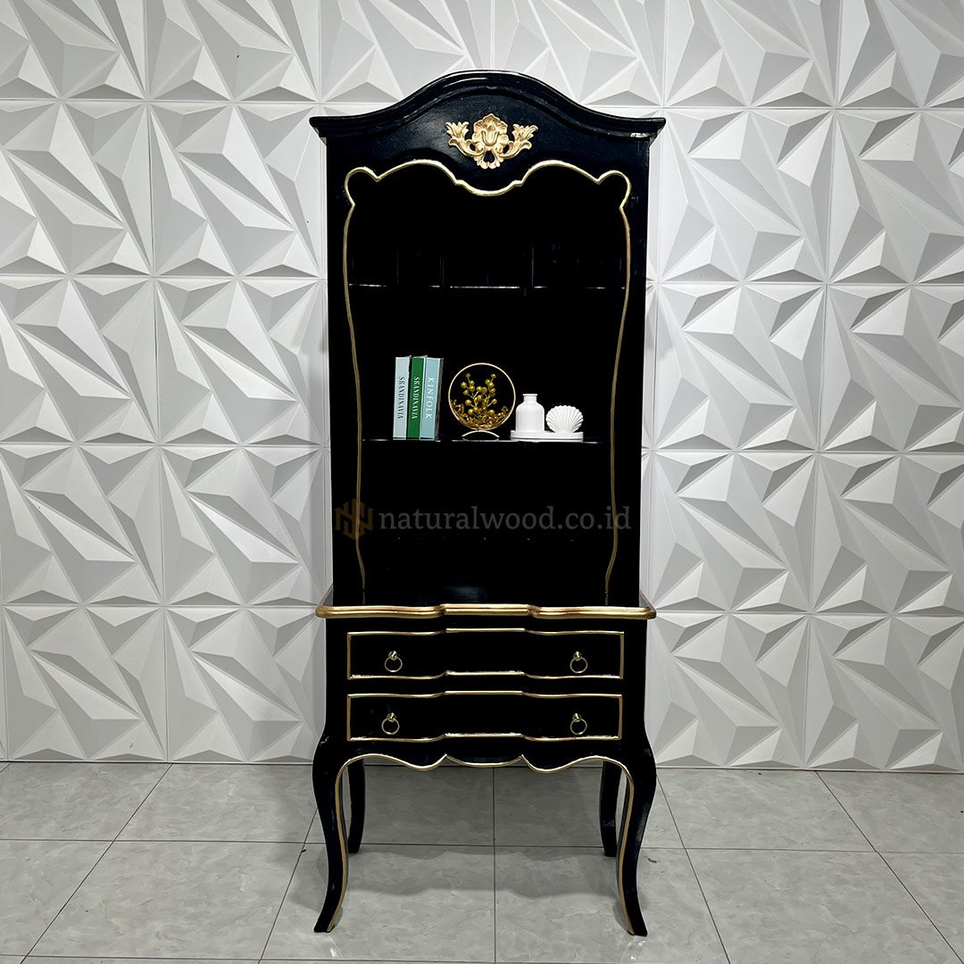 Lemari Hias Ruang Tamu Kayu Jati Minimalis (1)