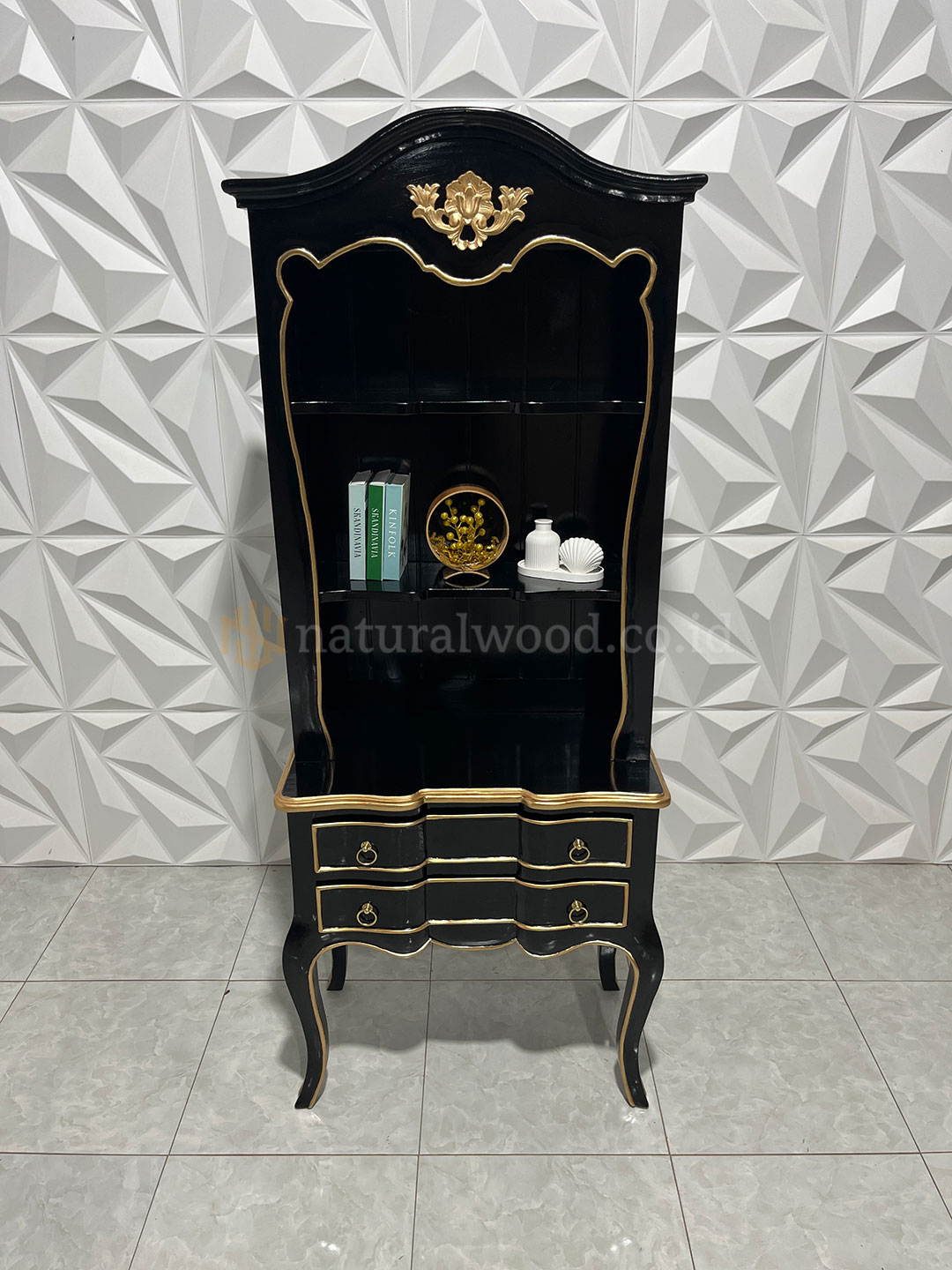 Lemari Hias Ruang Tamu Kayu Jati Minimalis (2)