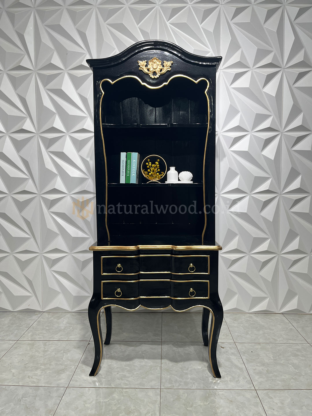 Lemari Hias Ruang Tamu Kayu Jati Minimalis (4)