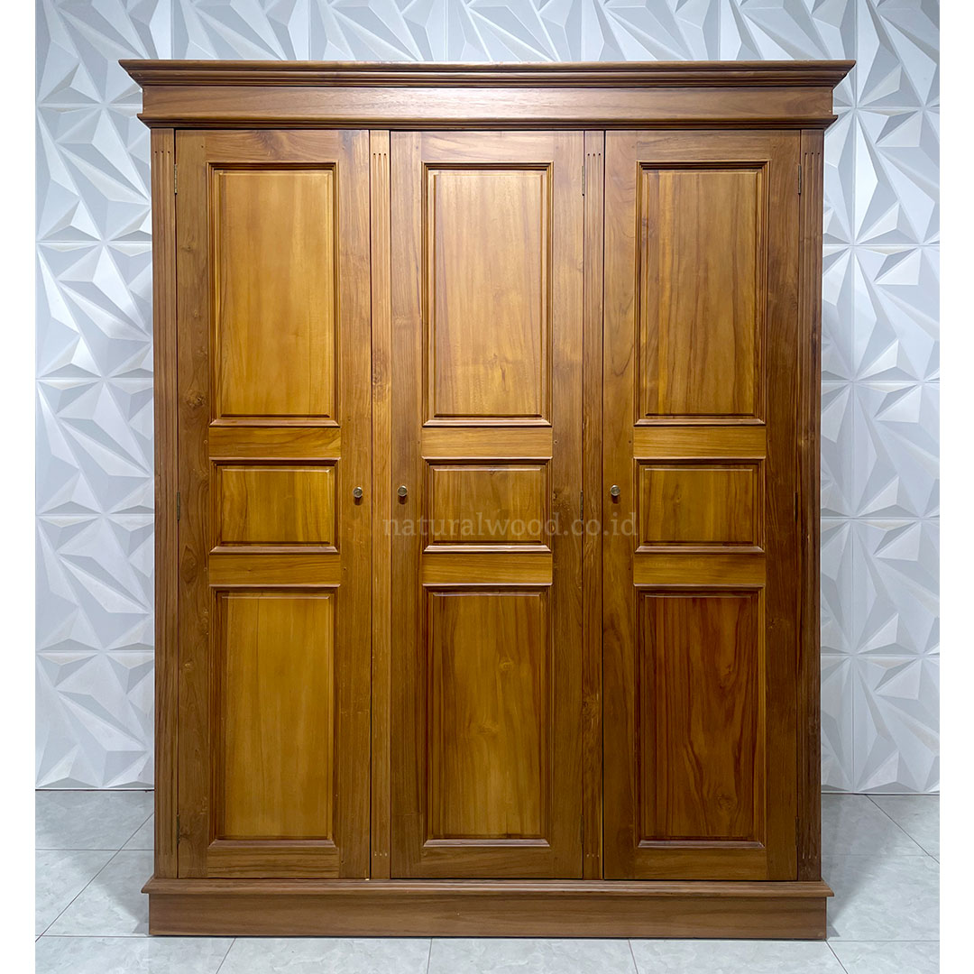 Lemari Pakaian Kayu Jati Solid Minimalis (1)