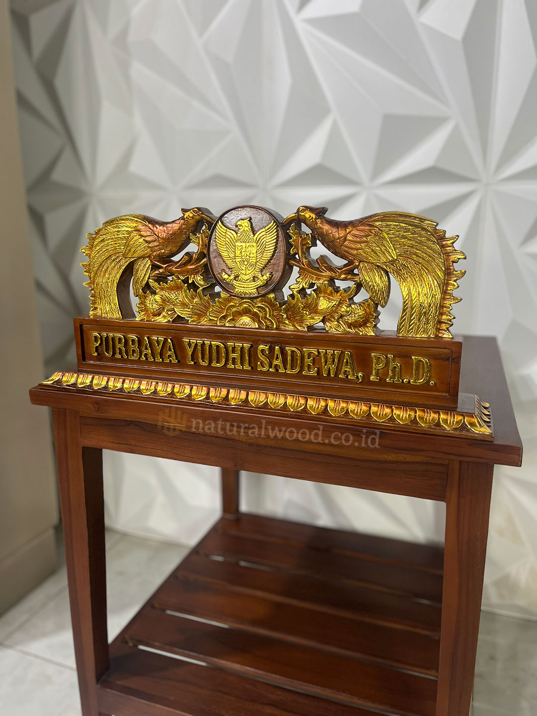 Papan Nama Instansi Kayu Jati Kustom Kementerian Keuangan