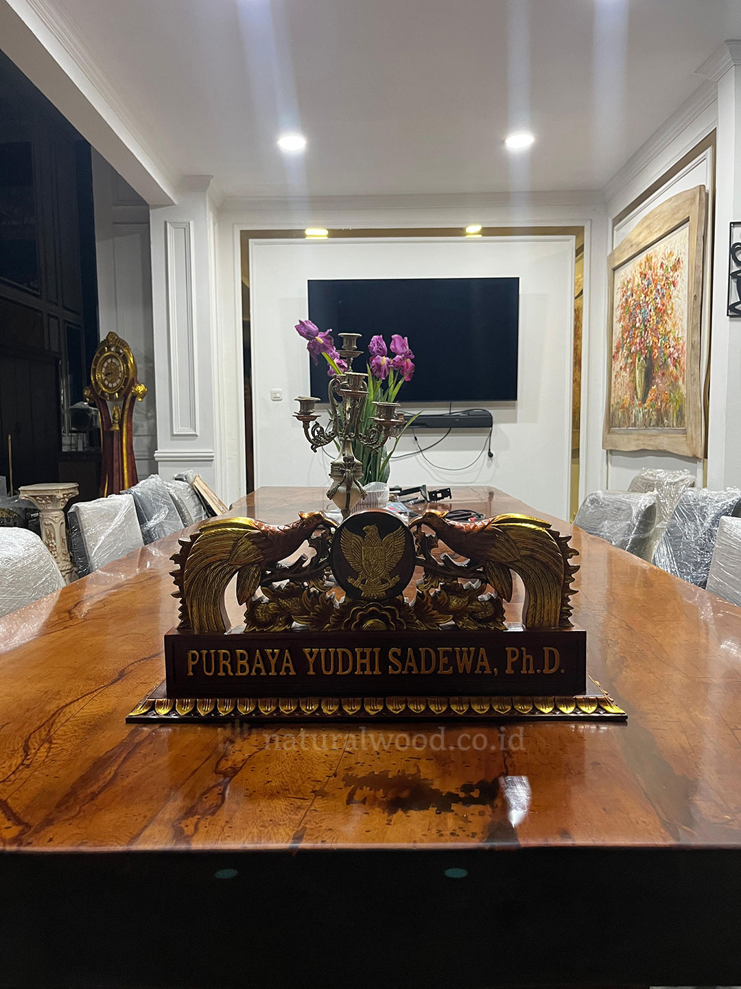 Papan Nama Instansi Kayu Jati Kustom Kementerian Keuangan