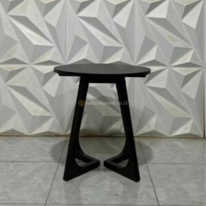 Meja Cafe Bulat Minimalis Retro Kayu Jati