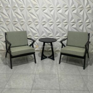 Set Kursi Cafe Retro Minimalis Meja Bulat Kaki Silang