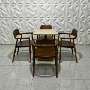 Set Kursi Kayu Jati Meja Top HPL Minimalis Japandi