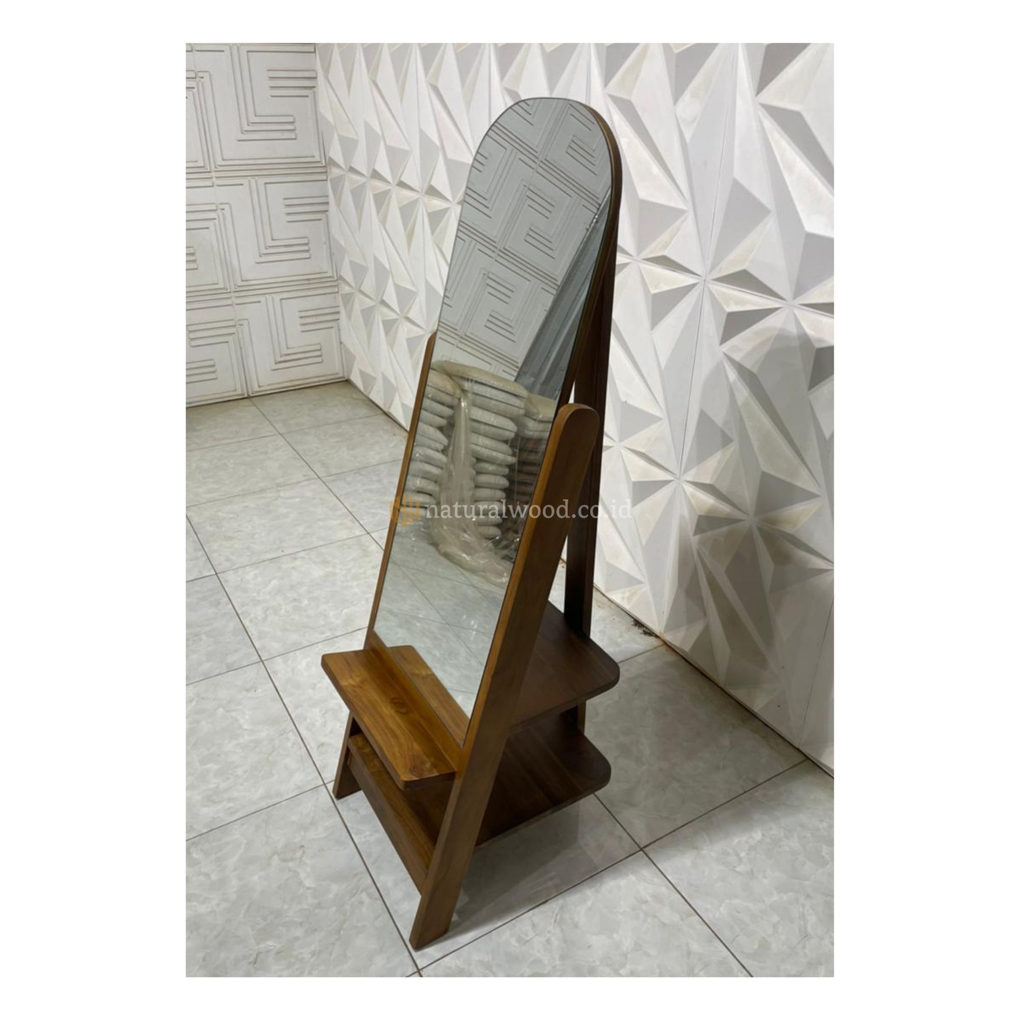 Standing Cermin Kayu Jati Model Minimalis